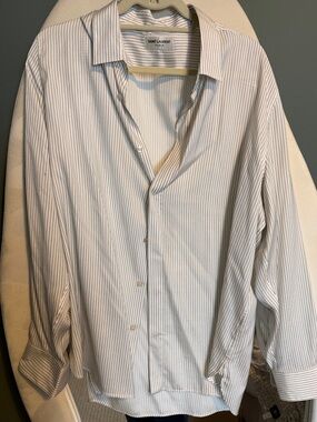 Saint Laurent White Shirt with Thin Pinstripes